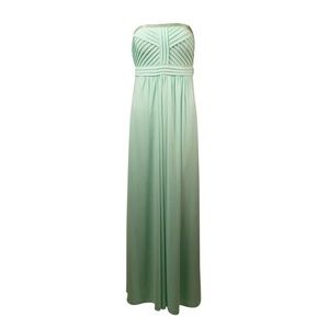 Calvin Klein Beaded Pintucked Strapless Gown